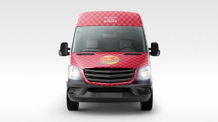 Vista frontal del diseño de rótulo para Johnny Rockets