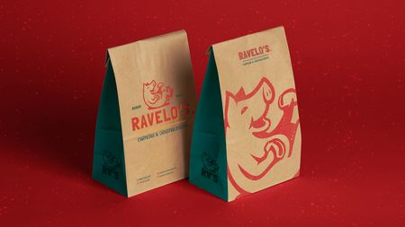 Diseño de bolsas para entrega a domicilio para Ravelos