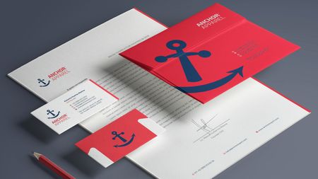 Diseño de tarjetas, membretes y sobre para Anchor Apparel